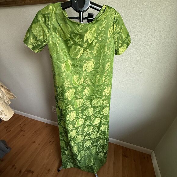 Vintage 1960s Brocade Union Made Formal Prom Party Cocktail Dress Maxi Size XS/S - Picture 2 of 7
